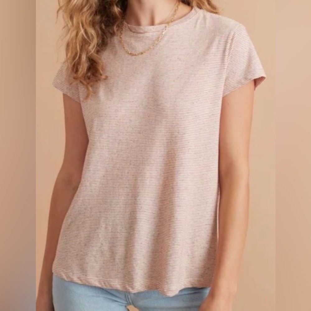 Marine Layer Women's Short Sleeve Tee - Pink Stripes